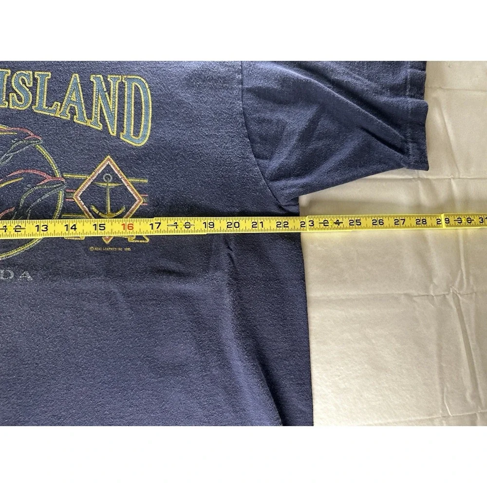 VTG 1990s Marco‎ Island Florida Shirt Mens XL Navy Made in USA Single Stitch Tee